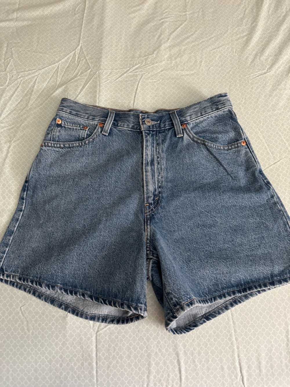 Levi’s Cinch High-Rise Dark Wash Denim Shorts